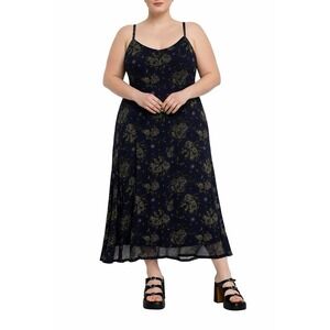 Cosmic Aura Maxi Dress XL Cosmic Aura Blue Celestial Rose Butterfly Midaxi Goth